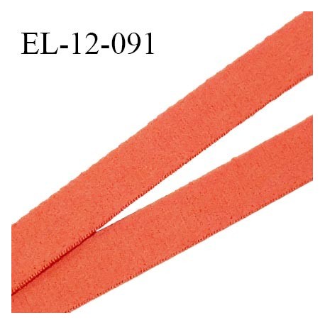 Elastique 12 mm lingerie et bretelle haut de gamme fabriqué en France couleur orange pastel largeur 12 mm prix au mètre