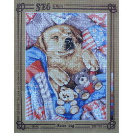 canevas 40x50 marque SEG DE PARIS chien  patch dog dimension 40 centimètres par 50 centimètres 100 % coton