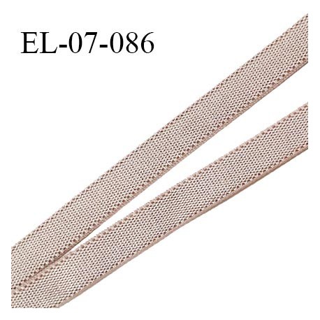 Elastique 7 mm lingerie et couture couleur taupe clair brillant haut de gamme Fabriqué en France largeur 7 mm prix au mètre