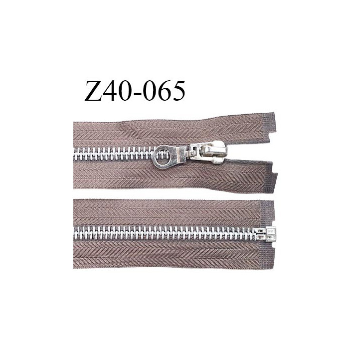 Fermeture zip 40 cm séparable couleur taupe zip glissière métal largeur 7 mm longueur 40 cm prix à l'unité