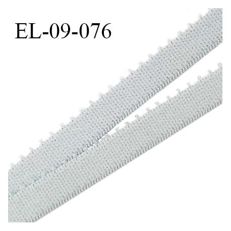 Elastique picot 9 mm lingerie couleur gris cristal largeur 9 mm haut de gamme Fabriqué en France prix au mètre