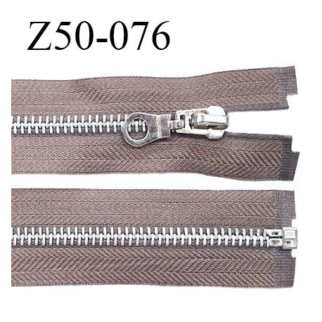 Fermeture zip 50 cm séparable couleur taupe zip glissière métal largeur 7 mm longueur 50 cm largeur 32 mm prix à l'unité