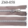 Fermeture zip 60 cm séparable couleur taupe zip glissière métal largeur 7 mm longueur 60 cm largeur 32 mm prix à l'unité