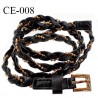 Ceinture 95 cm façon cuir tressé couleur noir avec bride perlée couleur or et boucle couleur or prix à l'unité