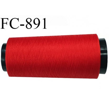 Cone 2000 m de fil mousse polyester fil n° 110 couleur rouge cône de 2000 mètres bobiné en France