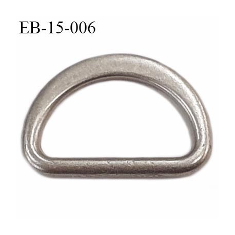 Boucle étrier 15 mm demi rond en métal style argent largeur extérieur 2 cm intérieur 1.5 cm hauteur 13 mm