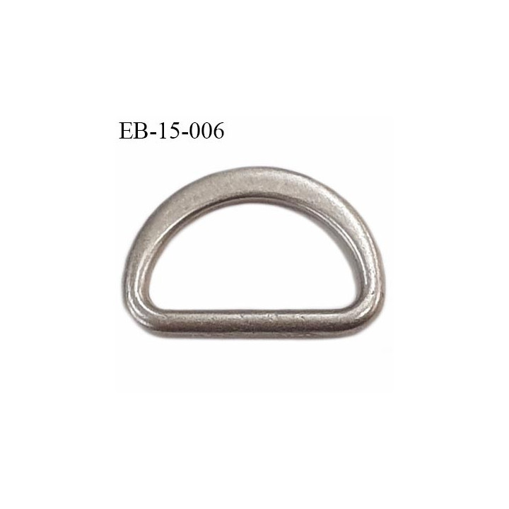 Boucle étrier 15 mm demi rond en métal style argent largeur extérieur 2 cm intérieur 1.5 cm  hauteur 13 mm