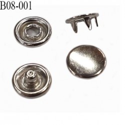 bouton 8 mm pression à griffe métal chromé couleur  chromé 5 griffes diamètre 8 mm ensemble de 4 pièces par bouton