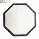Bouton 33 mm forme octogonale dôme taillé couleur blanc et gris diamètre 33 mm épaisseur 12 mm prix à l'unité