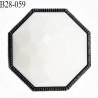 Bouton 28 mm forme octogonale dôme taillé couleur blanc et gris diamètre 28 mm épaisseur 12 mm prix à l'unité