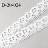 Dentelle 20 mm crochets couleur blanc largeur 20 mm prix au mètre