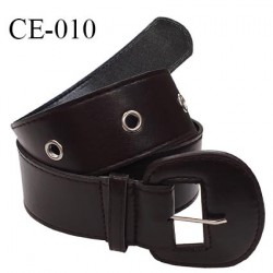 Ceinture 105 cm imitation cuir couleur ébène avec boucle et 6 oeillets prix à l'unité