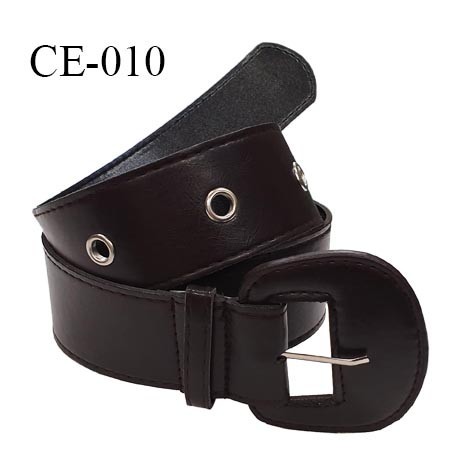 Ceinture 105 cm imitation cuir couleur ébène avec boucle et 6 oeillets prix à l'unité