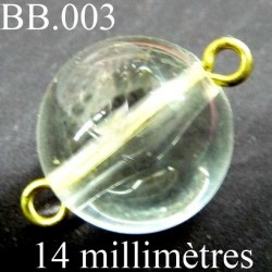 perle transparente monté diamètre 14 millimètres