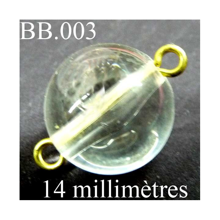 perle transparente monté diamètre 14 millimètres