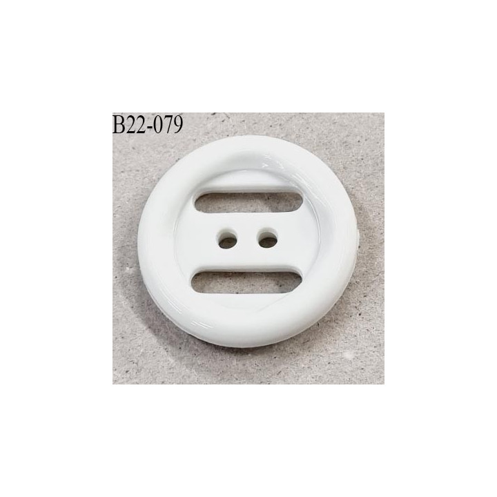 Bouton 22 mm en pvc couleur blanc brillant 2 trous diamètre 22 millimètres épaisseur 5 mm