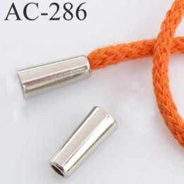 Déstockage arrêt cordon  métal couleur chromé pour cordon de 5 mm  ou moins de diamètre prix à l'unité