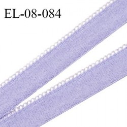 Elastique 8 mm lingerie haut de gamme couleur lavande fabriqué en France largeur 8 mm + 2 mm picots prix au mètre