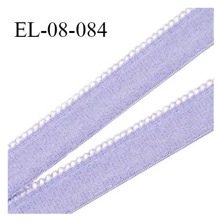 Elastique 8 mm lingerie haut de gamme couleur lavande fabriqué en France largeur 8 mm + 2 mm picots prix au mètre