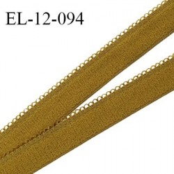 Elastique 12 mm lingerie haut de gamme couleur caca d'oie fabriqué en France largeur 12 mm + 2 mm picots prix au mètre