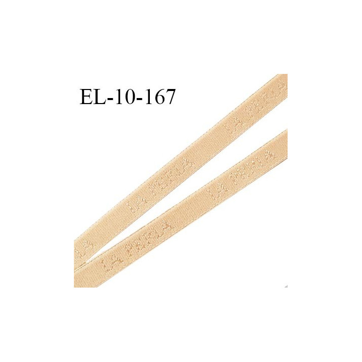 Elastique lingerie 10 mm très haut de gamme élastique souple couleur beige inscription La Perla largeur 10 mm prix au mètre