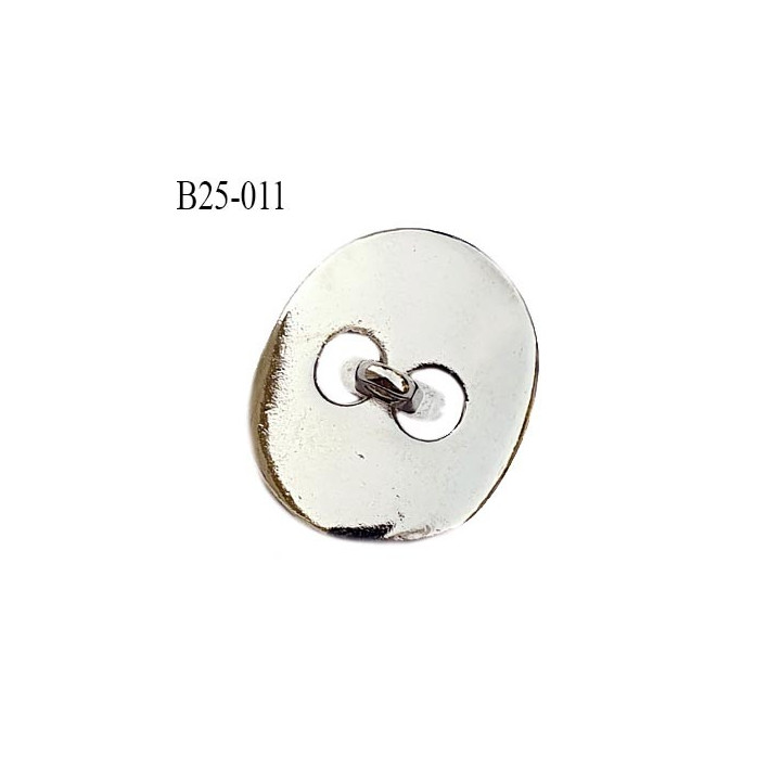 Bouton 25 mm en métal couleur chrome accroche avec un anneau largeur 22 mm hauteur 25 mm épaisseur 2.3 mm prix à l'unité