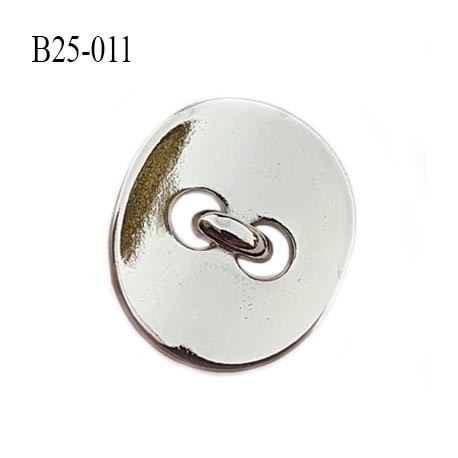 Bouton 25 mm en métal couleur chrome accroche avec un anneau largeur 22 mm hauteur 25 mm épaisseur 2.3 mm prix à l'unité