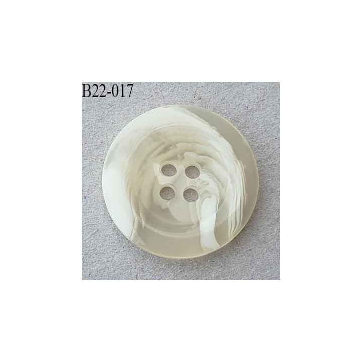 Bouton 22 mm en pvc couleur écru marbré en transparence 4 trous diamètre 22 mm épaisseur 4 mm prix à l'unité