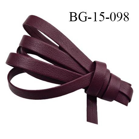 Biais galon ruban façon cuir recto verso superbe largeur 15 mm couleur bordeaux souple épaisseur 1.3 mm prix au au mètre