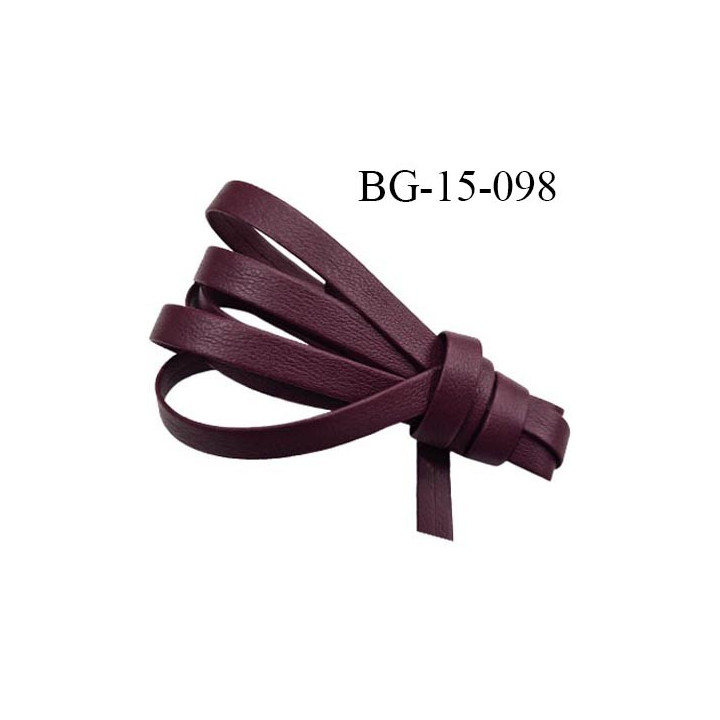 Biais galon ruban façon cuir recto verso superbe largeur 15 mm couleur bordeaux souple épaisseur 1.3 mm prix au au mètre