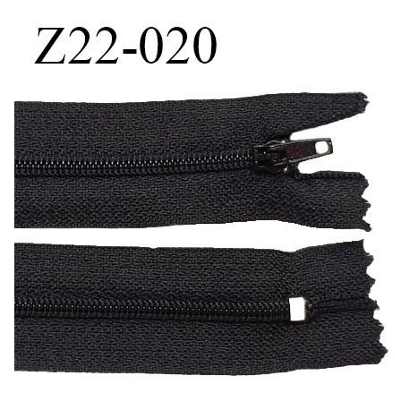 Fermeture zip à glissière longueur 22 cm couleur noir non séparable zip nylon largeur 3 cm largeur du zip 6 mm prix à l'unité