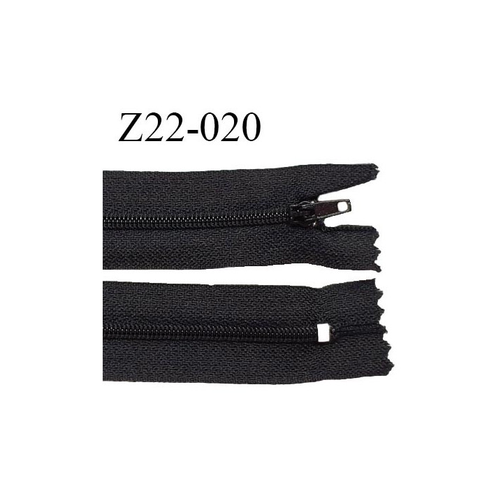 Fermeture zip à glissière longueur 22 cm couleur noir non séparable zip nylon largeur 3 cm largeur du zip 6 mm prix à l'unité