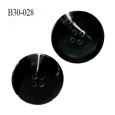 Bouton 31 mm en pvc couleur noir veiné blanc 4 trous diamètre 31 mm épaisseur 6 mm prix à l'unité