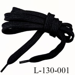Lacet tubulaire 130 cm  noir largeur 9 mm en polyamide longueur 130 cm embout gainé fabriqué en Europe prix pour une paire