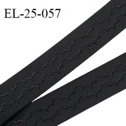 Elastique 24 mm lingerie haut de gamme couleur noir avec motifs largeur 24 mm fabriqué en France prix au mètre