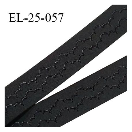 Elastique 24 mm bretelle et lingerie haut de gamme couleur noir avec motifs largeur 24 mm fabriqué en France prix au mètre