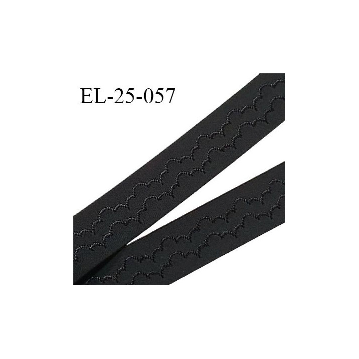 Elastique 24 mm bretelle et lingerie haut de gamme couleur noir avec motifs largeur 24 mm fabriqué en France prix au mètre