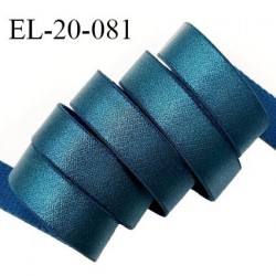 Elastique 19 mm bretelle et lingerie couleur bleu vert (fleur de lagune) brillant très beau fabriqué en France prix au mètre