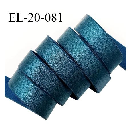 Elastique 19 mm bretelle et lingerie couleur bleu vert (fleur de lagune) brillant très beau fabriqué en France prix au mètre