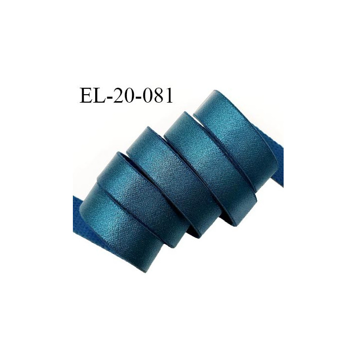 Elastique 19 mm bretelle et lingerie couleur bleu vert (fleur de lagune) brillant très beau fabriqué en France prix au mètre