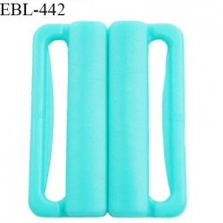 Boucle clip 25 mm attache réglette pvc spécial maillot de bain couleur bleu lagon prix à l'unité