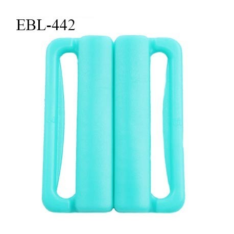 Boucle clip 25 mm attache réglette pvc spécial maillot de bain couleur bleu lagon prix à l'unité