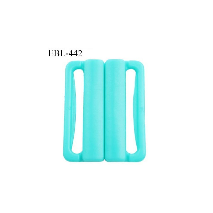 Boucle clip 25 mm attache réglette pvc spécial maillot de bain couleur bleu lagon prix à l'unité
