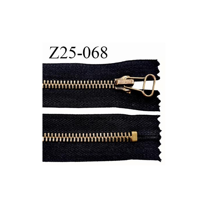 Fermeture zip 25 cm glissière métal couleur anthracite noir séparable métal laiton largeur 3 cm largeur glissière 6 mm