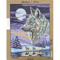 Canevas à broder 50 x 60 cm marque MAINS D'OR thème "les loups"