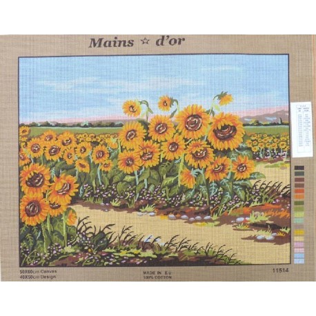 Canevas à broder 50 x 60 cm marque MAINS D'OR thème "les tournesols"