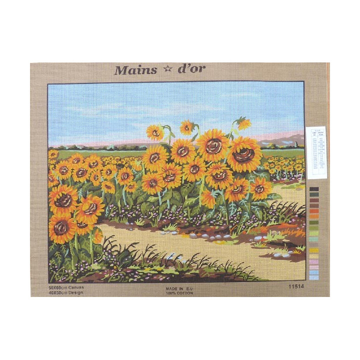 Canevas à broder 50 x 60 cm marque MAINS D'OR thème "les tournesols"