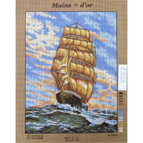 Canevas à broder 50 x 60 cm marque MAINS D'OR thème "le voilier"