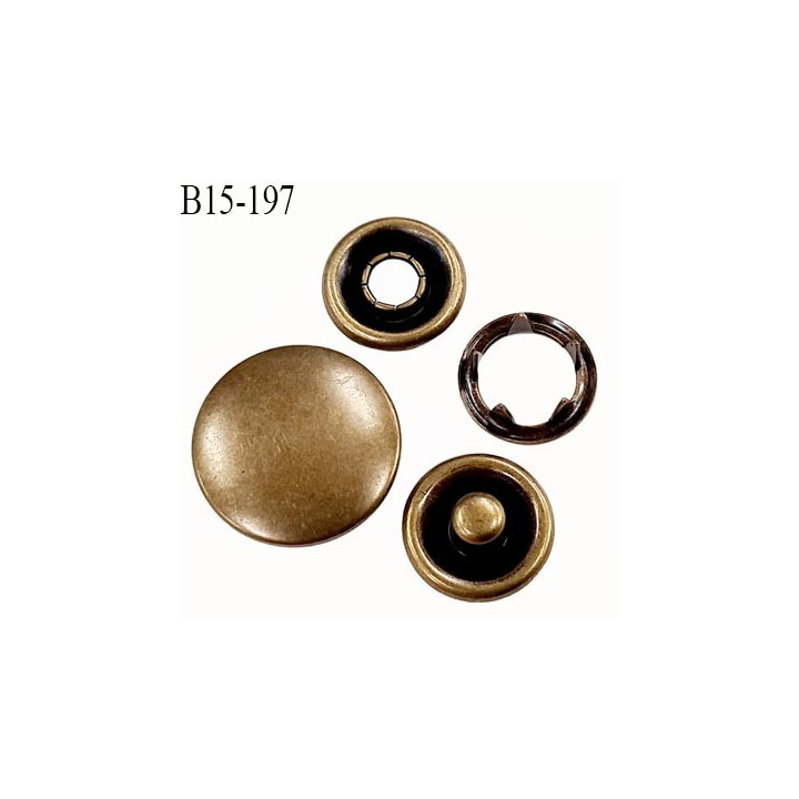 bouton pression à griffe métal couleur laiton ancien 5 griffes diamètre 15 mm ensemble de 4 pièces par bouton