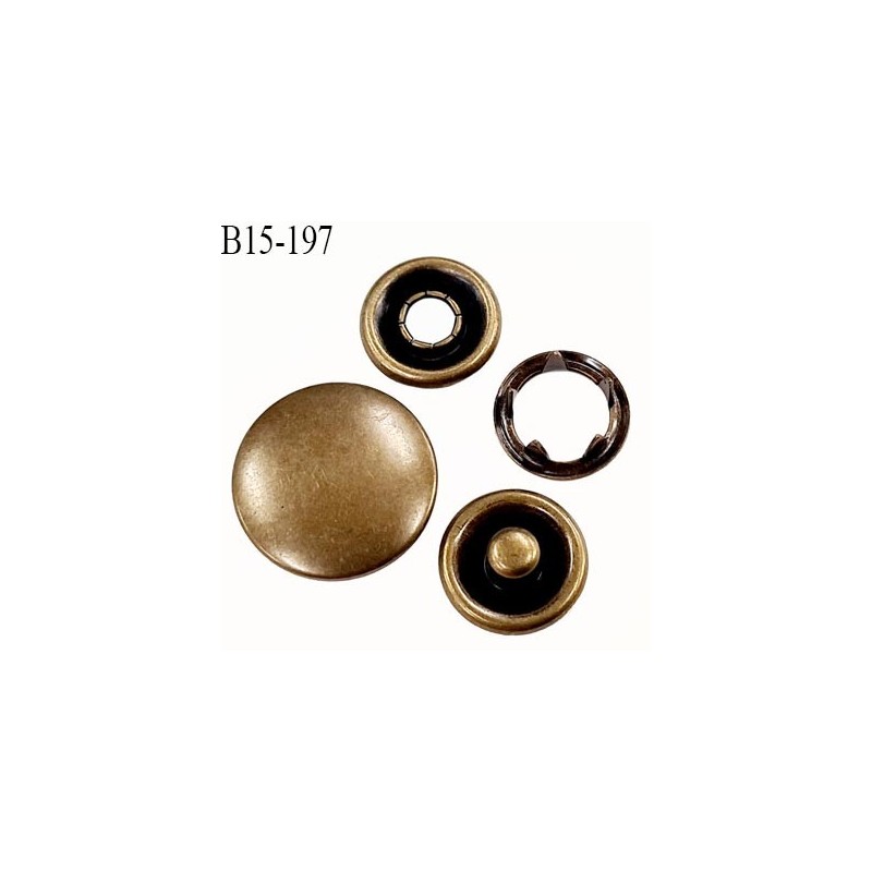 bouton pression 15 mm à griffe métal couleur laiton ancien 5 griffes  diamètre 15 mm ensemble de 4 pièces par bouton